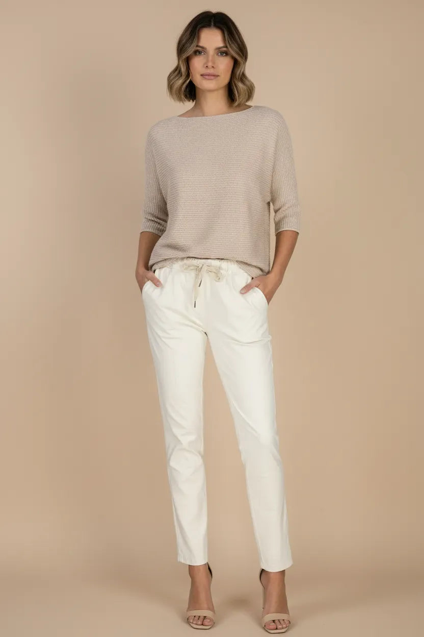 Дамски еластичен панталон - Easy-панталони-6Sense