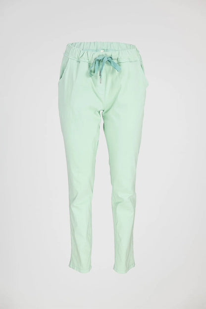 Дамски еластичен панталон мента - Easy-панталони-6Sense