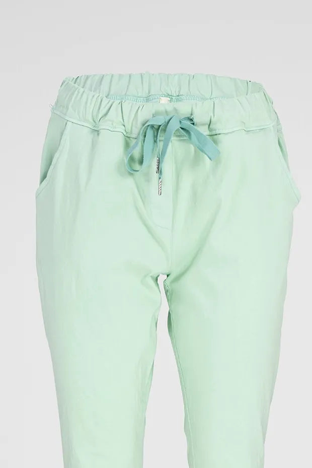Дамски еластичен панталон мента - Easy-панталони-6Sense