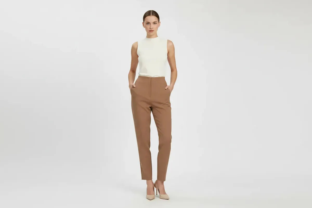 Дамски елегантен панталон с висока талия - Tailored Ease-панталони-6Sense