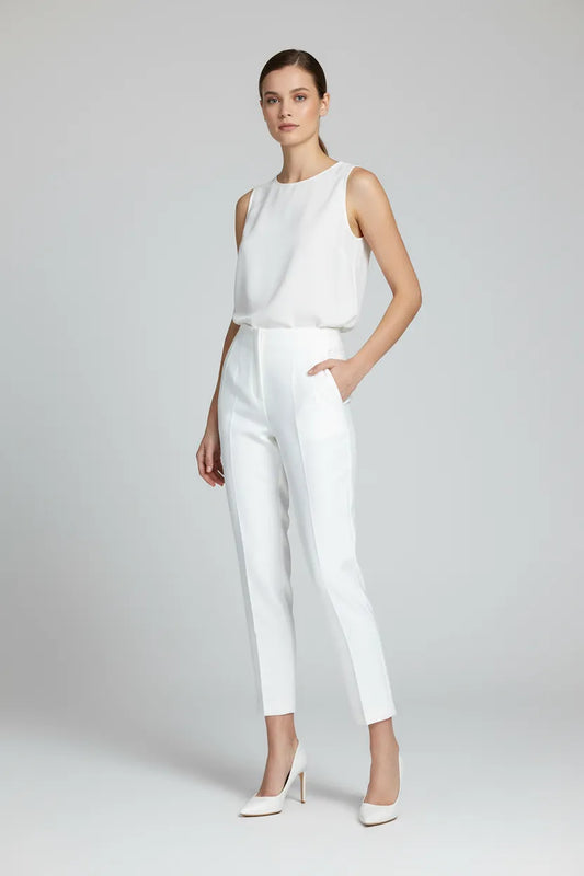 Дамски елегантен панталон с висока талия - Tailored Ease-панталони-6Sense