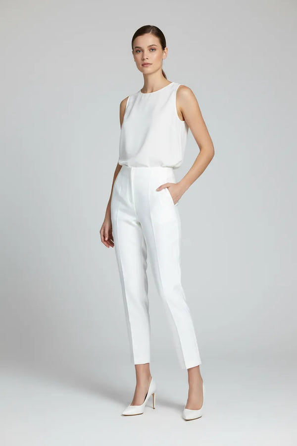 Дамски елегантен панталон с висока талия - Tailored Ease-панталони-6Sense