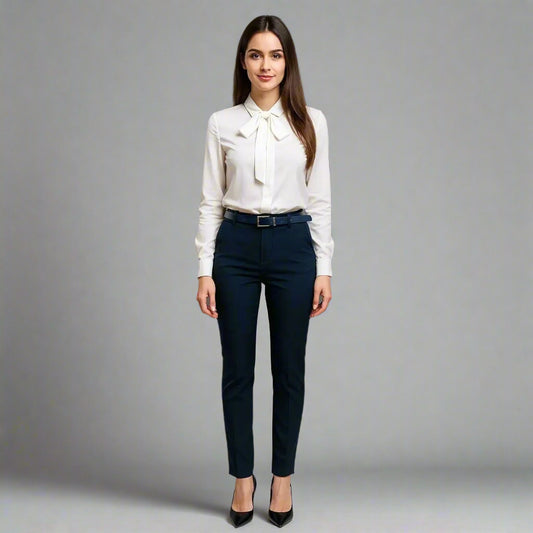 Дамски елегантни панталони в тъмно синьо | колекция есен-зима 6Sense