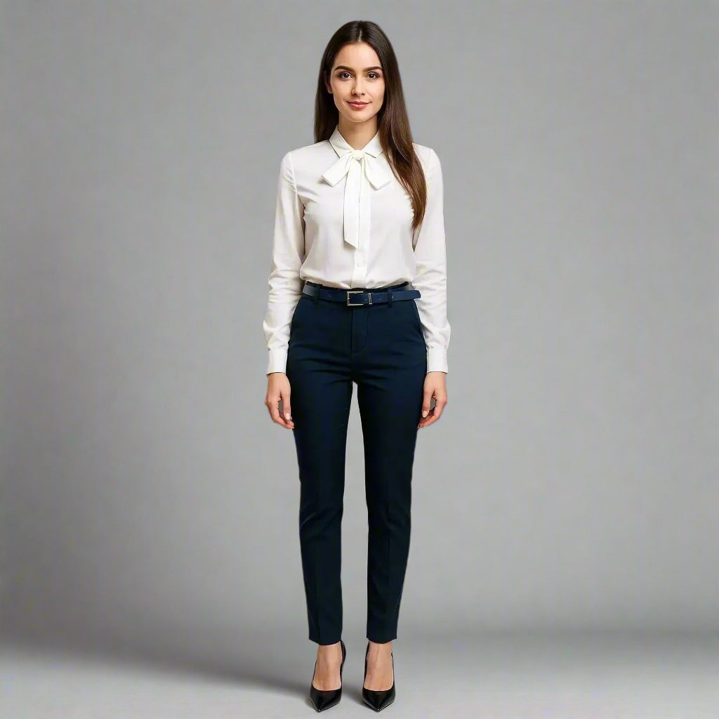 Дамски елегантни панталони в тъмно синьо | колекция есен-зима 6Sense