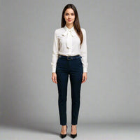 Дамски елегантни панталони в тъмно синьо | колекция есен-зима 6Sense