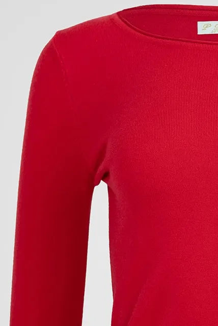 Дамски фин пуловер - Red Touch-пуловери-6Sense