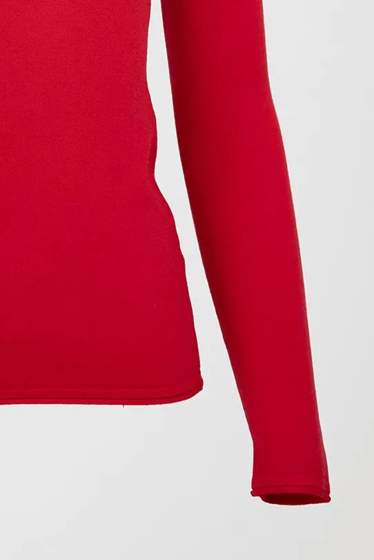 Дамски фин пуловер - Red Touch-пуловери-6Sense