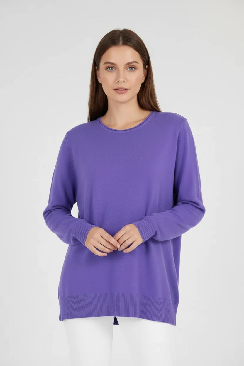 Дамски фин пуловер в лилаво - Essential Soft-пуловери-6Sense