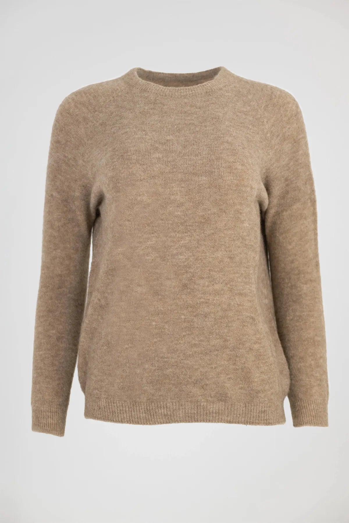 Дамски фино плетен пуловер - капучино - Cozy Alpaca-6Sense