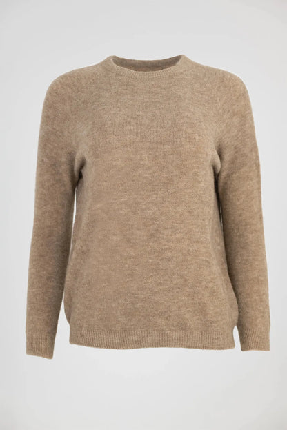 Дамски фино плетен пуловер - капучино - Cozy Alpaca-6Sense