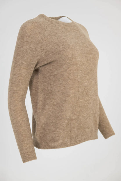 Дамски фино плетен пуловер - капучино - Cozy Alpaca-6Sense