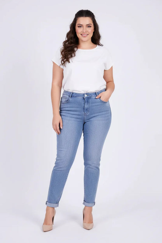 Дамски класически дънки Plus Size с висока талия - Timeless Denim-дънки-6Sense