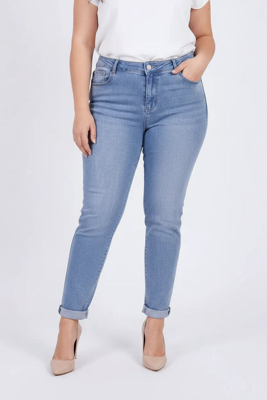 Дамски класически дънки Plus Size с висока талия - Timeless Denim-дънки-6Sense