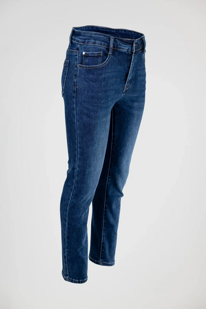 Дамски класически сини дънки със слим кройка – Classic Blue Denim-дънки-6Sense