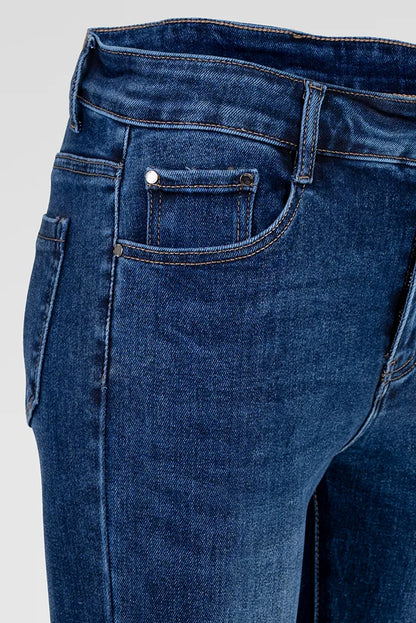 Дамски класически сини дънки със слим кройка – Classic Blue Denim-дънки-6Sense