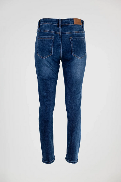 Дамски класически сини дънки със слим кройка – Classic Blue Denim-дънки-6Sense
