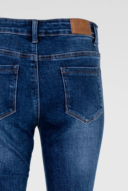 Дамски класически сини дънки със слим кройка – Classic Blue Denim-дънки-6Sense