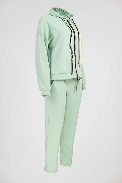 Дамски комплект мента със суичър и панталон - Sunny Zip Set-комплекти-6Sense