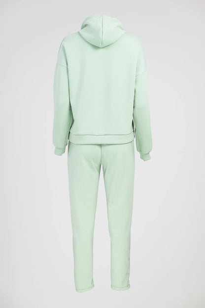 Дамски комплект мента със суичър и панталон - Sunny Zip Set-комплекти-6Sense