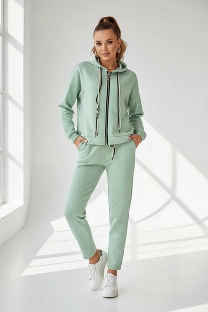 Дамски комплект мента със суичър и панталон - Sunny Zip Set-комплекти-6Sense