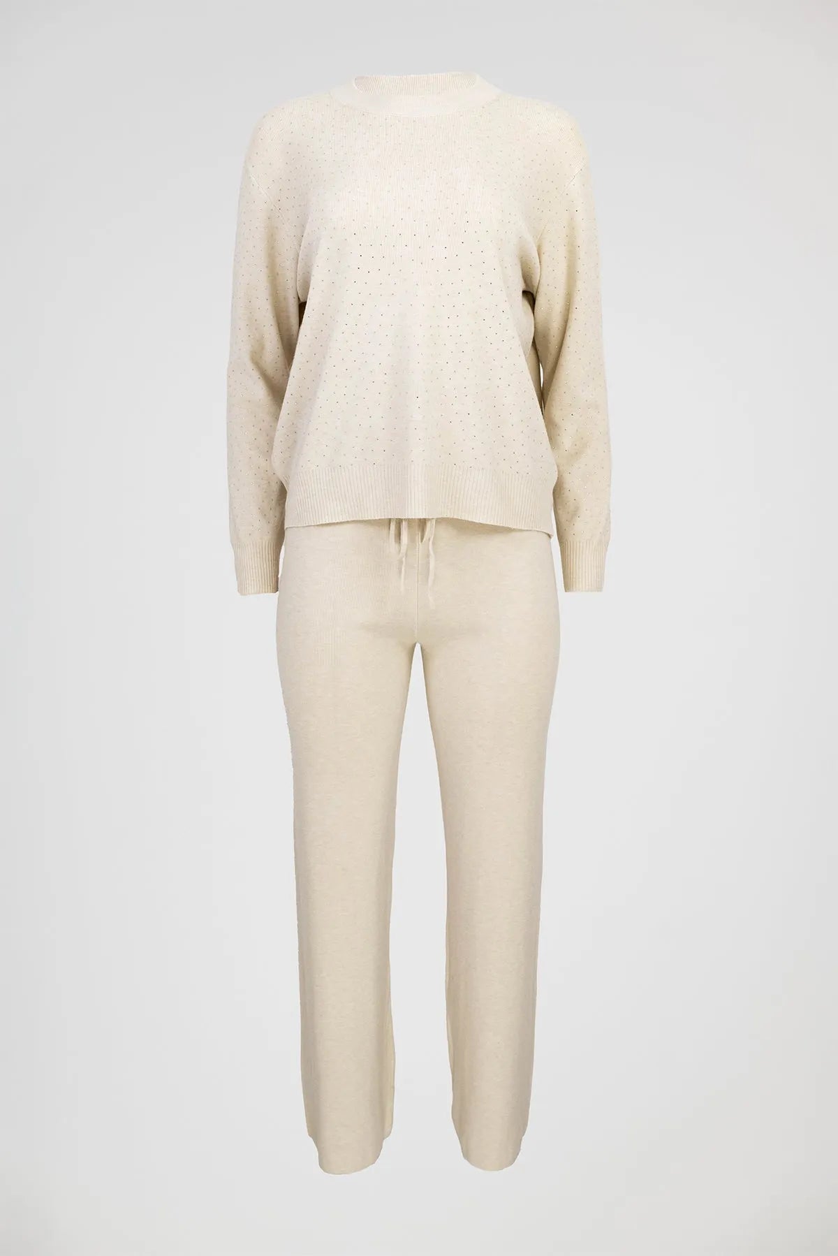 Дамски комплект от фино плетиво в нежно бежово - Layla-комплекти-6Sense