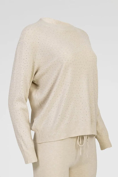 Дамски комплект от фино плетиво в нежно бежово - Layla-комплекти-6Sense