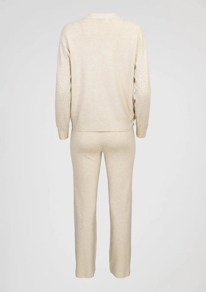 Дамски комплект от фино плетиво в нежно бежово - Layla-комплекти-6Sense