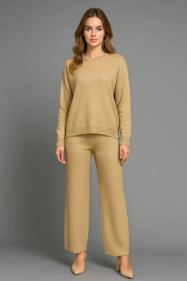 Дамски комплект от фино плетиво в златисто - Sand-6Sense