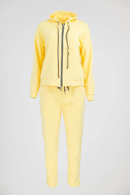 Дамски комплект със суичър с цип и панталон - Sunny Zip Set-комплекти-6Sense