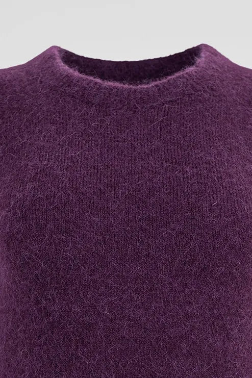 Дамски мек пуловер - алпака вълна в лилав нюанс – Purple Alpaca Soft-пуловери-6Sense
