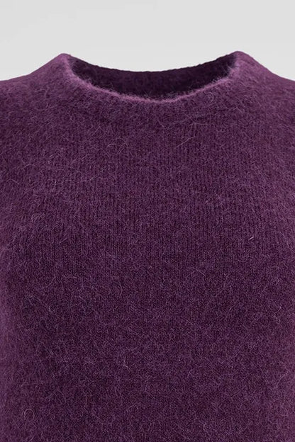 Дамски мек пуловер - алпака вълна в лилав нюанс – Purple Alpaca Soft-пуловери-6Sense