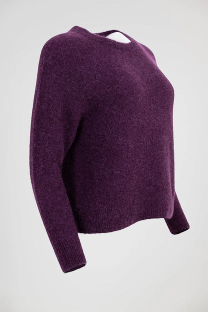 Дамски мек пуловер - алпака вълна в лилав нюанс – Purple Alpaca Soft-пуловери-6Sense