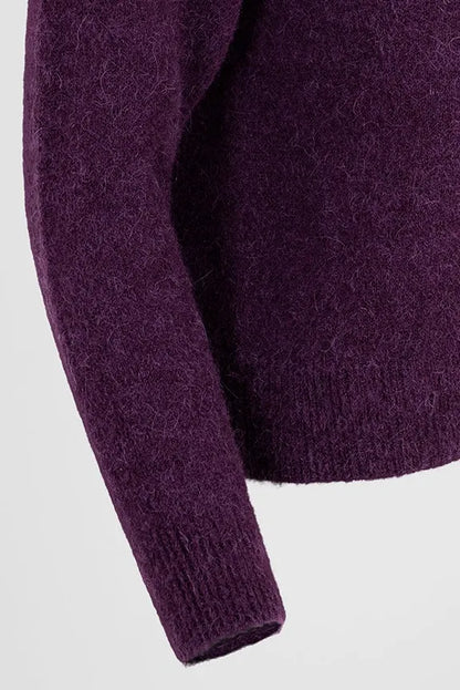 Дамски мек пуловер - алпака вълна в лилав нюанс – Purple Alpaca Soft-пуловери-6Sense