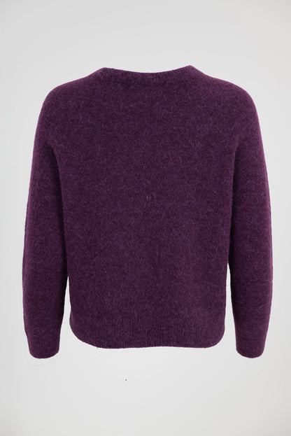 Дамски мек пуловер - алпака вълна в лилав нюанс – Purple Alpaca Soft-пуловери-6Sense