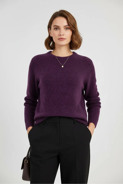 Дамски мек пуловер - алпака вълна в лилав нюанс – Purple Alpaca Soft-пуловери-6Sense