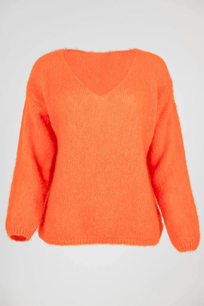 Дамски мохер пуловер - оранжев - Mohair Glow-6Sense