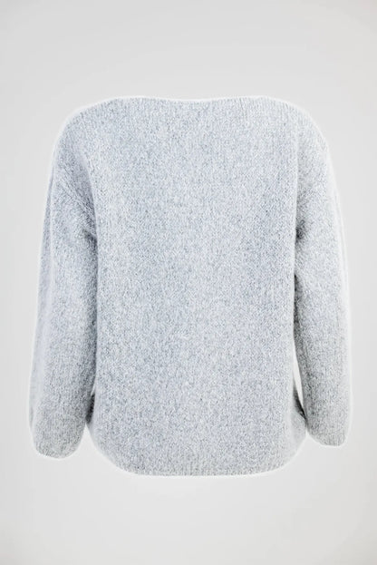 Дамски мохеров пуловер - светлосив - Silver Mohair-6Sense