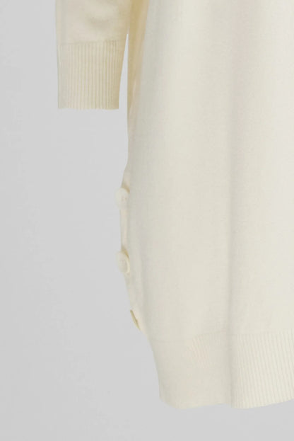 Дамски овърсайз пуловер - туника - Ecru-пуловери-6Sense