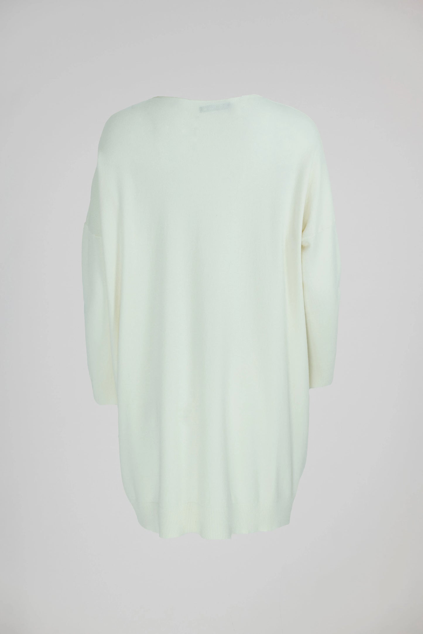 Дамски овърсайз пуловер - туника - Ecru-пуловери-6Sense