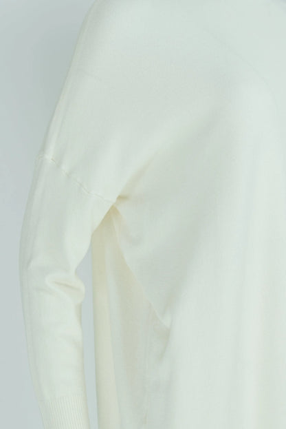 Дамски овърсайз пуловер - туника - Ecru-пуловери-6Sense