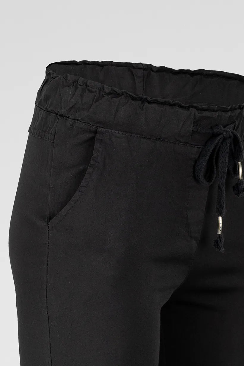 Дамски памучен панталон с еластична талия до 5XL - Noir Ease-панталони-6Sense
