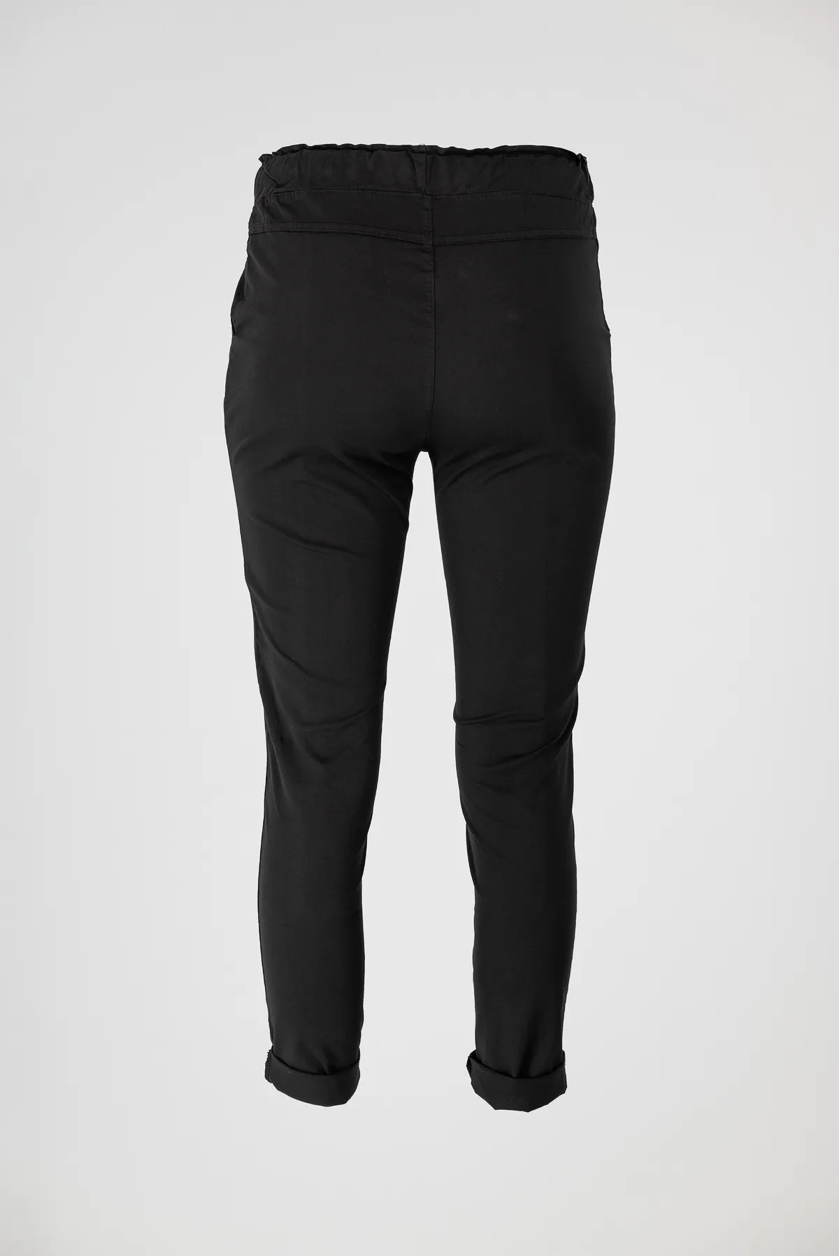 Дамски памучен панталон с еластична талия до 5XL - Noir Ease-панталони-6Sense
