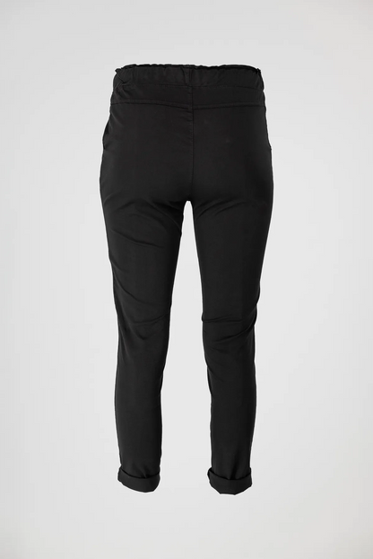 Дамски памучен панталон с еластична талия до 5XL - Noir Ease-панталони-6Sense
