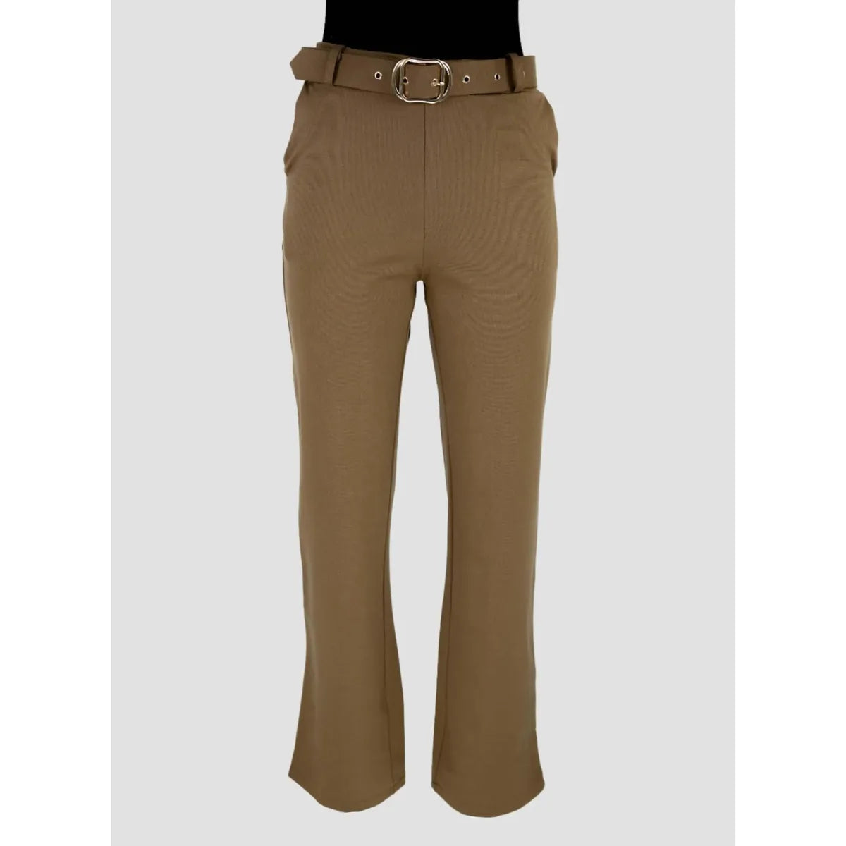 Дамски панталон с колан в цвят камел | колекция есен-зима 6Sense