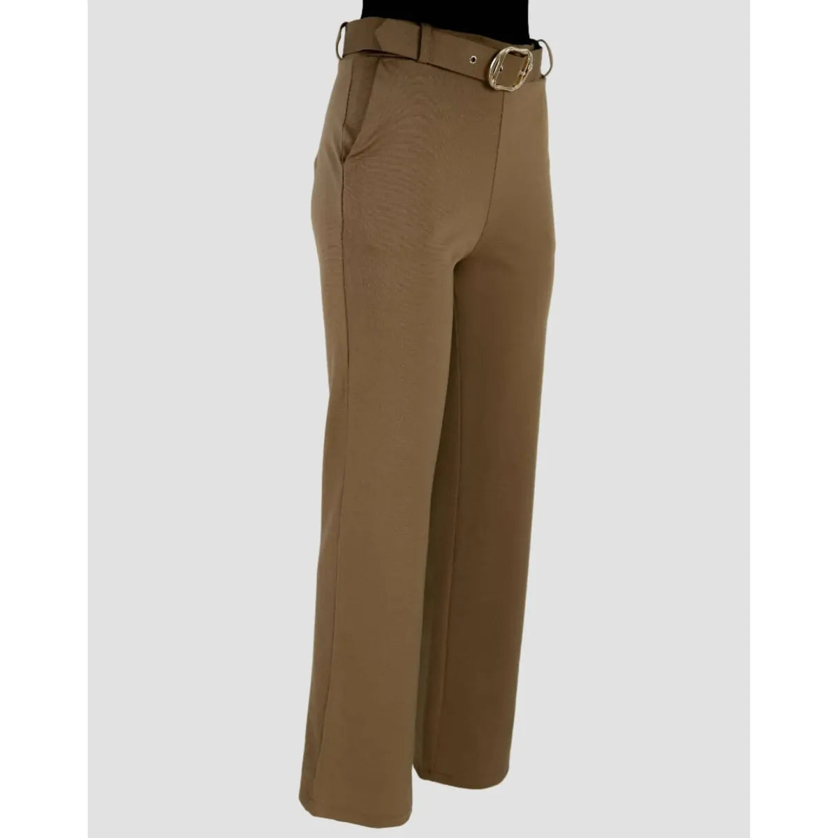 Дамски панталон с колан в цвят камел | колекция есен-зима 6Sense
