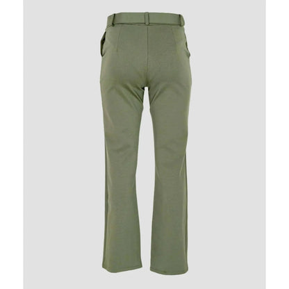 Дамски панталон с колан във войнишко зелено | колекция Есен-Зима 6Sense