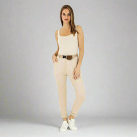 Капучино дамски панталони с колан Made with Love – Нежна елегантност с топъл акцент ☕✨ 6Sense