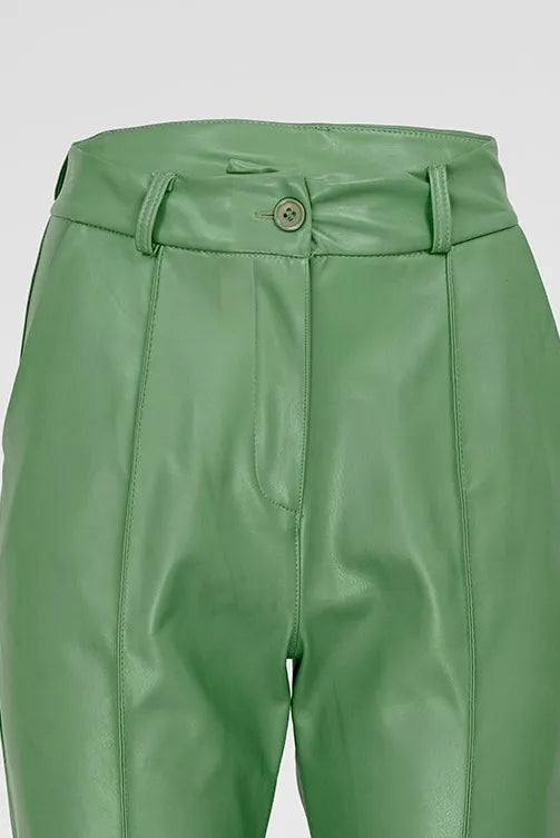 Дамски панталони от изкуствена кожа - Green Edge-панталони-6Sense