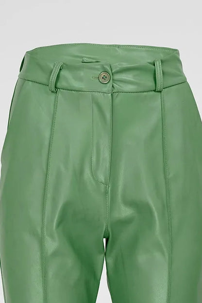 Дамски панталони от изкуствена кожа - Green Edge-панталони-6Sense
