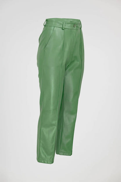 Дамски панталони от изкуствена кожа - Green Edge-панталони-6Sense
